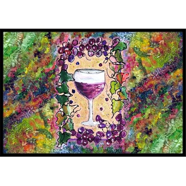 Carolines Treasures Carolines Treasures 8616MAT 18 x 27 in. Red Wine Glass And Grapes Indoor Or Outdoor Mat 8616MAT - main